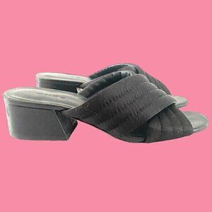 Vince Black Silk Leather Crossover Slides Sandals Mules Size 6